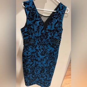 Enfocus Studio teal and black with sheer panels Dress Size 14 New without tags